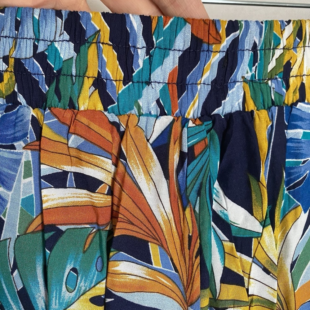 Tropical Multicolor Wide Leg Palazzo Pants Women L Belted Boho Beachy Summer - Picture 7 of 7